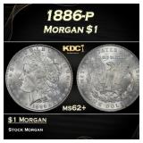1886-p Morgan Dollar $1 Grades ms62+