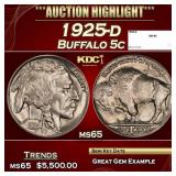 1925-d Buffalo Nickel 5c ms65 SEGS