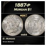 1887-p Morgan Dollar $1 Grades ms64