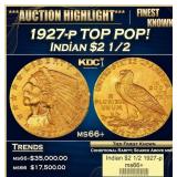 1927-p Gold Indian Quarter Eagle TOP POP! $2 1/2 m
