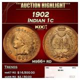 1902 Indian Cent . 1c ms66+ rd SEGS