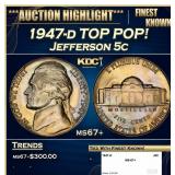 1947-d Jefferson Nickel TOP POP! 5c ms67+ SEGS