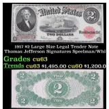 1917 $2 Large Size Legal Tender Note Thomas Jeffer