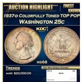 1937-d Washington Quarter Colorfully Toned TOP POP