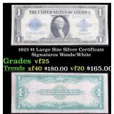 1923 $1 large size Silver Certificate Grades vf+ S