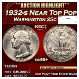 1932-s Washington Quarter Near Top Pop 25c ms65+ S