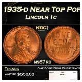 1935-d Lincoln Cent Near Top Pop 1c ms67 rd SEGS