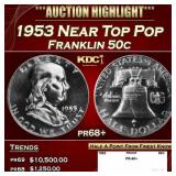 1953 Proof Franklin Half Dollar Near Top Pop 50c p