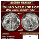 1939-d Walking Liberty Half Dollar Near Top Pop 50