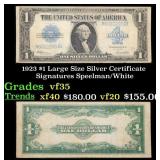 1923 $1 large size Silver Certificate Grades vf++