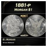 1881-p Morgan Dollar $1 Grades ms63+