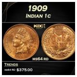 1909 Indian Cent . 1c Grades ms64 rd