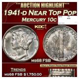 1941-d Mercury Dime Near Top Pop! 10c ms68 FSB SEG