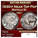 1930-p Buffalo Nickel Near Top Pop 5c ms66+ SEGS