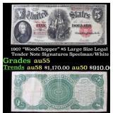 1907 $5 Large Size Legal Tender Note "WoodChopper"