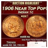 1906 Indian Cent Near Top Pop! 1c ms66 rd SEGS