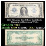 1923 $1 large size Silver Certificate Grades vf+ S