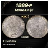 1889-p Morgan Dollar $1 Grades ms62+