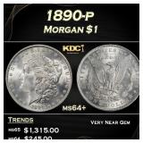 1890-p Morgan Dollar $1 Grades ms64+