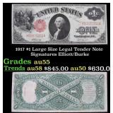 1917 $1 Large Size Legal Tender Note Grades Choice