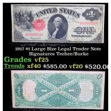 1917 $1 Large Size Legal Tender Note Grades vf+ Si