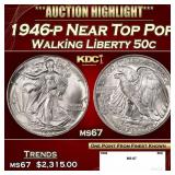 1946-p Walking Liberty Half Dollar Near Top Pop 50