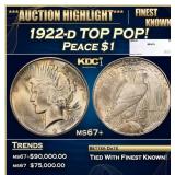 1922-d Peace Dollar TOP POP! $1 ms67+ SEGS
