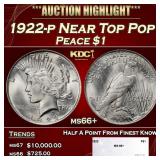 1922-p Peace Dollar Near Top Pop $1 ms66+ SEGS