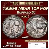 1936-s Buffalo Nickel Near Top Pop 5c ms67 SEGS