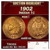 1902 Indian Cent . 1c ms66 rd SEGS