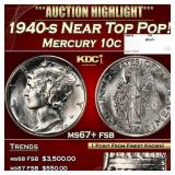 1940-s Mercury Dime Near Top Pop! 10c ms67+ fsb SE