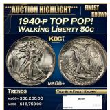 1940-p Walking Liberty Half Dollar TOP POP! 50c ms