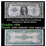 1923 $1 large size Silver Certificate Grades vf+ S