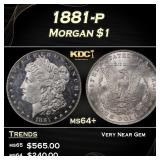 1881-p Morgan Dollar $1 Grades ms64+