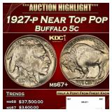 1927-p Buffalo Nickel Near Top Pop 5c ms67+ SEGS