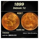 1899 Indian Cent . 1c Grades ms65 rd