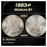1883-p Morgan Dollar $1 Grades ms63+