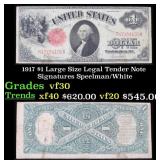 1917 $1 Large Size Legal Tender Note Grades vf++ S