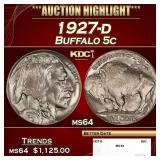 1927-d Buffalo Nickel 5c ms64 SEGS
