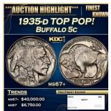 1935-d Buffalo Nickel TOP POP! 5c ms67+ SEGS