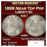1899 Liberty Nickel Near Top Pop 5c ms66+ SEGS