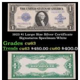 1923 $1 large size Silver Certificate Grades Selec