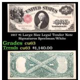 1917 $1 Large Size Legal Tender Note Grades Select