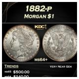1882-p Morgan Dollar $1 Grades ms64+