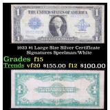 1923 $1 large size Silver Certificate Grades f+ Si