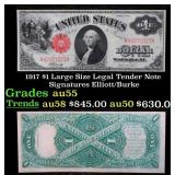 1917 $1 Large Size Legal Tender Note Grades Choice