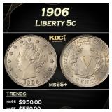 1906 Liberty Nickel 5c Grades ms65+