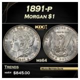 1891-p Morgan Dollar $1 Grades ms64