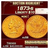 1873-s Gold Liberty Eagle $10 au58 SEGS