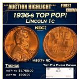 1936-s Lincoln Cent TOP POP! 1c ms67+ rd SEGS